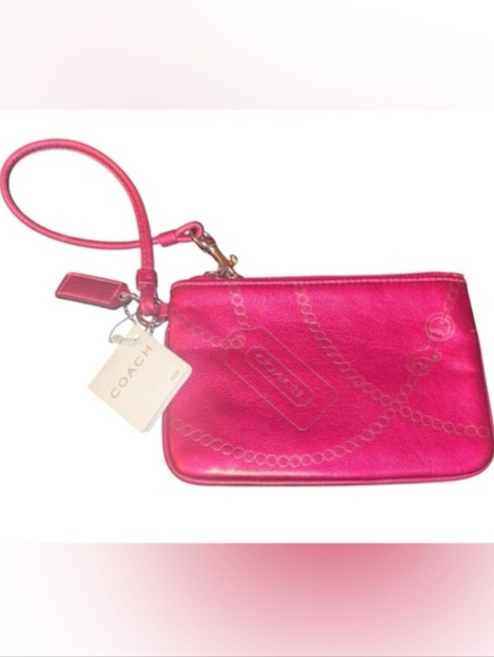 Coach Raspberry Wristlet With Hangtag, NWT, 6"x4", Minor Callout